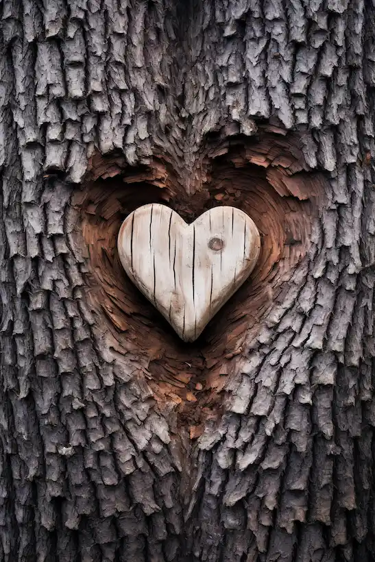 A heart carved into a tree.